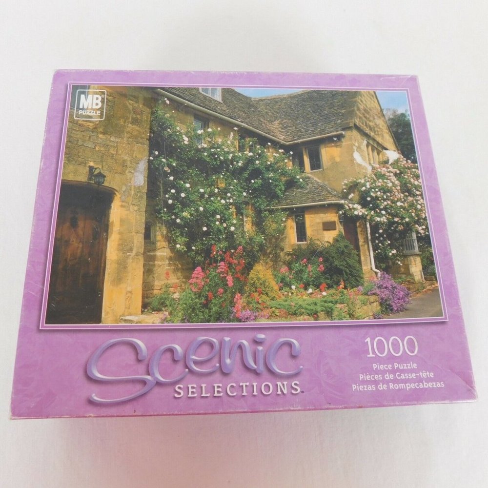 Cottage Cotswold England 1000 Piece Puzzle MB Landscape Scenic Selections Hasbro